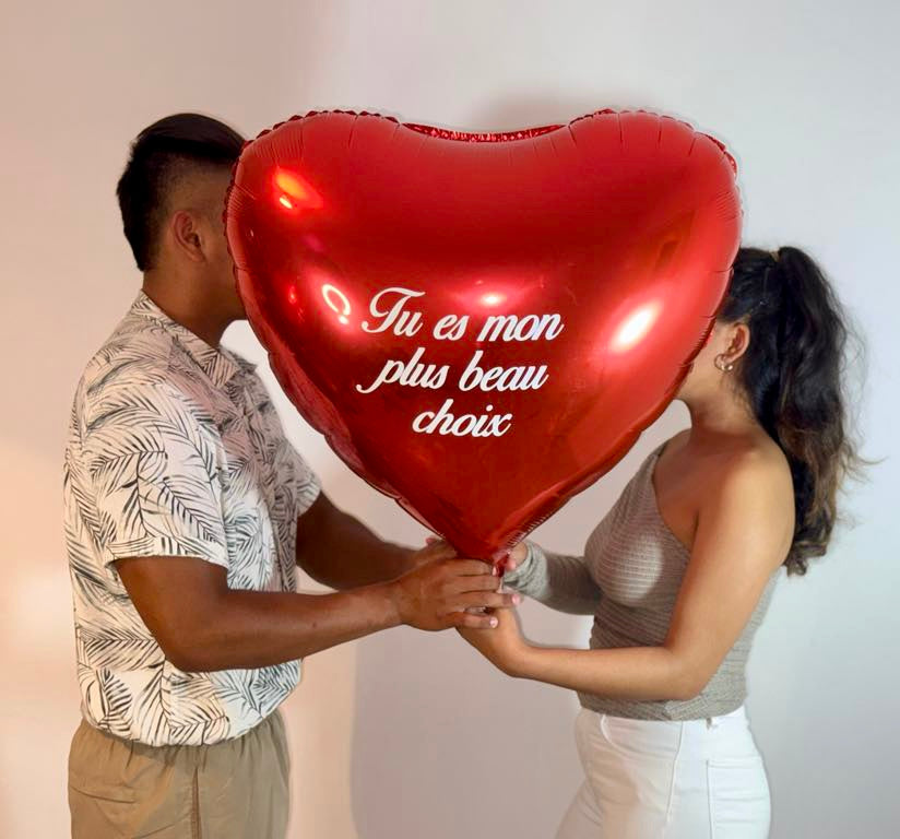 Ballon cœur métallique 80 cm – Émotion en Grand Format