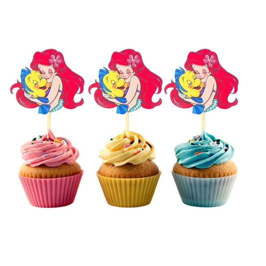 Cupcake topper Ariel (lot de 10)