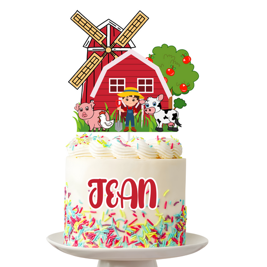 Topper 3D Ferme rouge – Décoration gâteau pleine tendresse